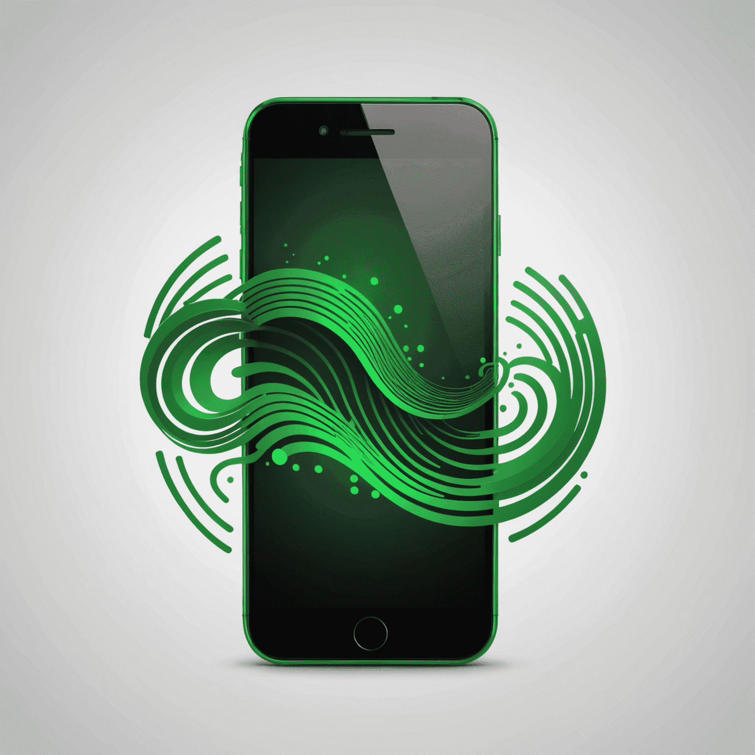 SembleRaw logo - A stylized green mobile phone with signal waves