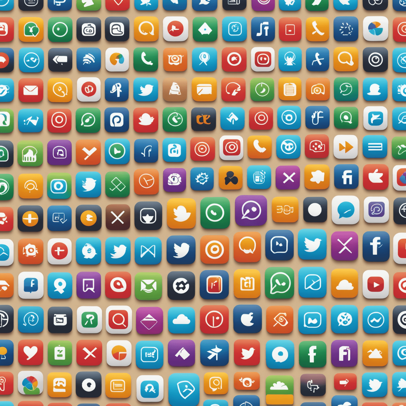 Collage of popular mobile apps icons with communication symbols overlaid, representing the influence of app store trends on communication patterns