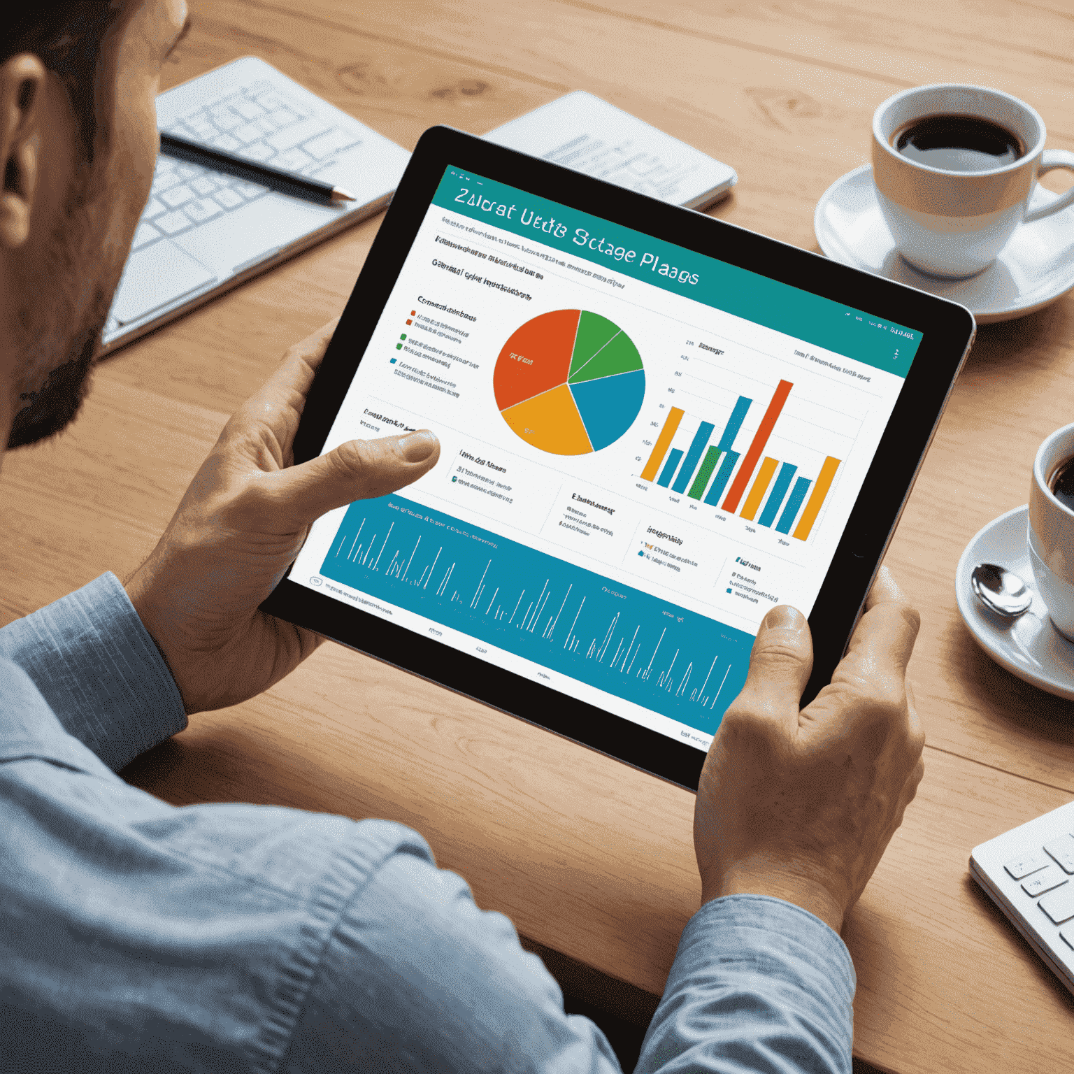 A person using a tablet with a graph showing data usage, representing high-speed data plans