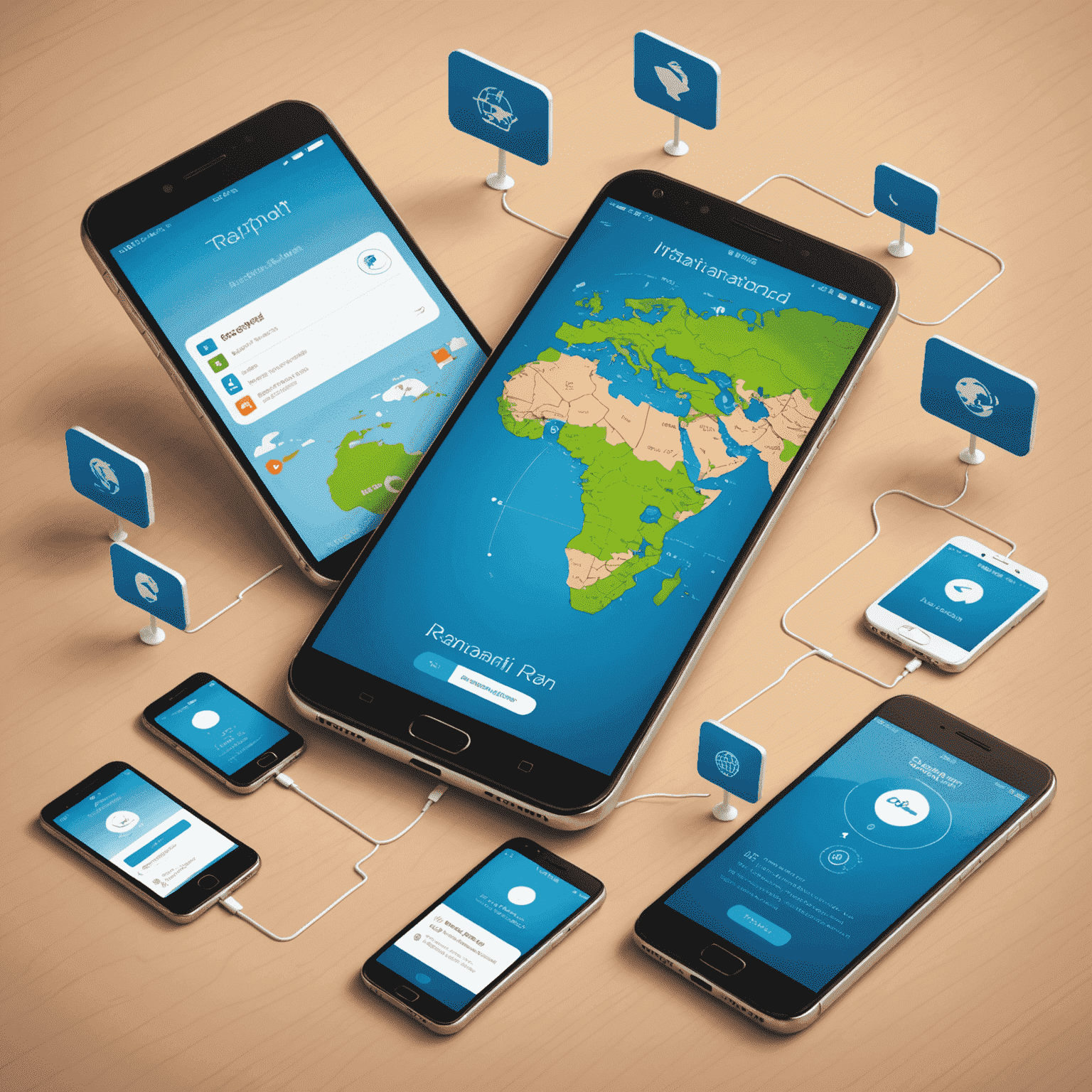 Illustration showing simple steps to set up international roaming on a smartphone